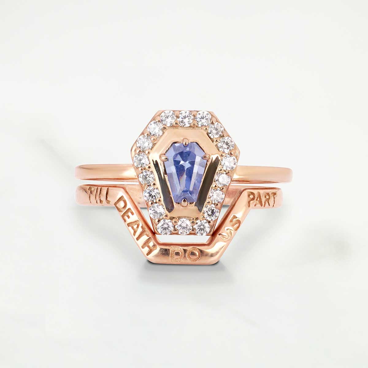 Till Death Do Us Part - Coffin Engagement Ring Set Rose Gold