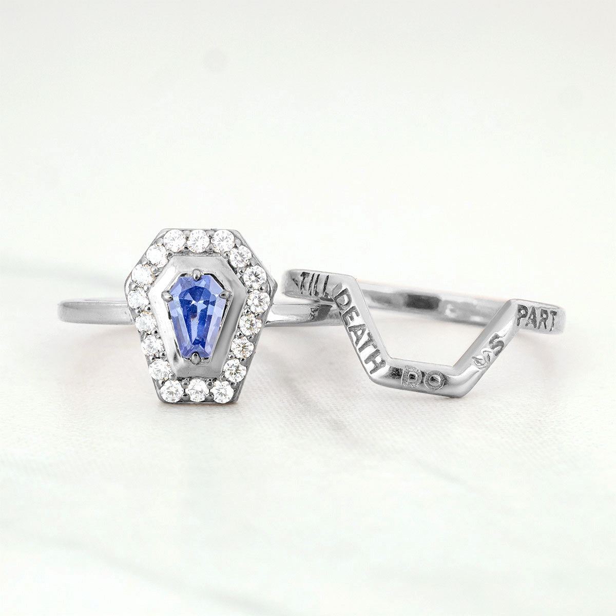 Till Death Do Us Part - Coffin Engagement Ring Set Rose Gold