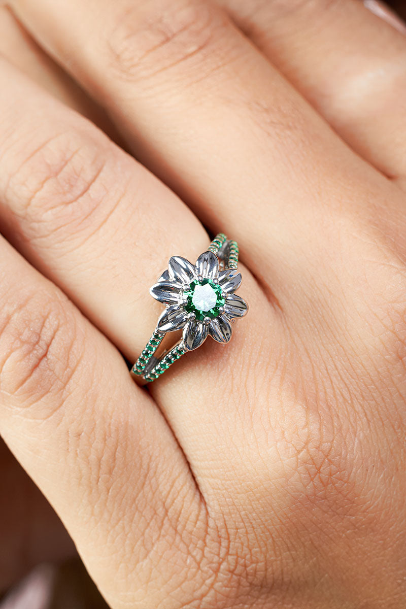 Flower Skull Engagement Rings