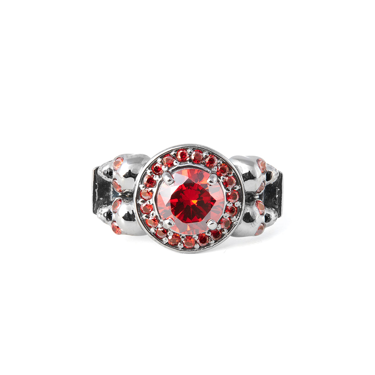 1.10TCW Garnet Skull Engagement Ring Gothic Jewelry Gun Metal