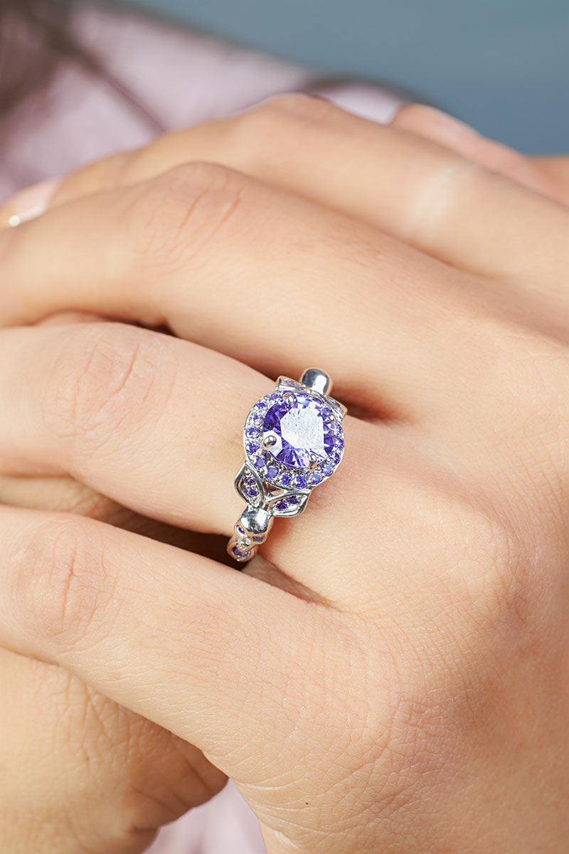 Amethyst Skull Wedding Ring For Women