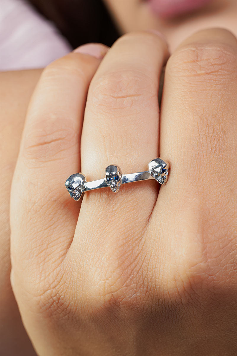 Skull Wedding Band Women Eternity Band Gothic Promise Ring