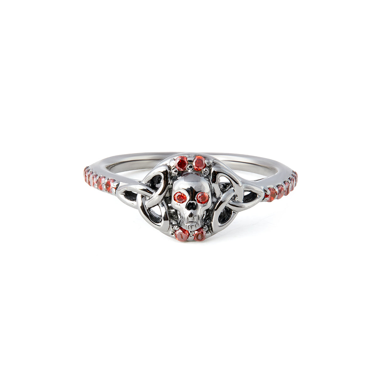 Trinity Skull Engagement Ring Red Garnet Skull Ring Gun Metal Fn