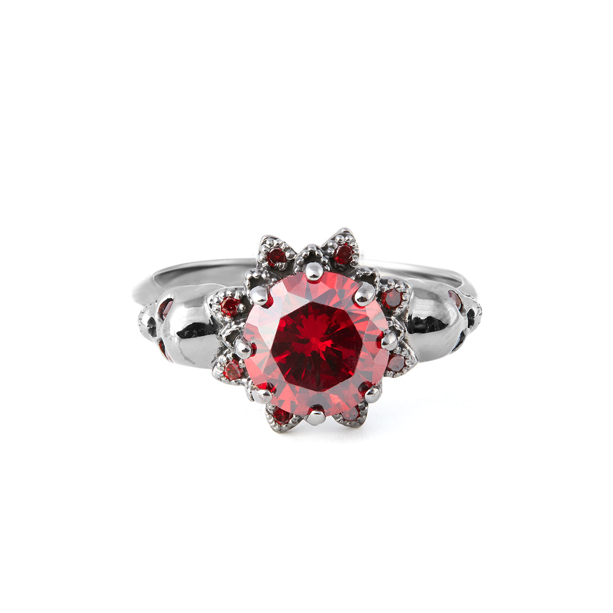 Skull Engagement Ring For Her Red Garnet Vampire Skull Ring