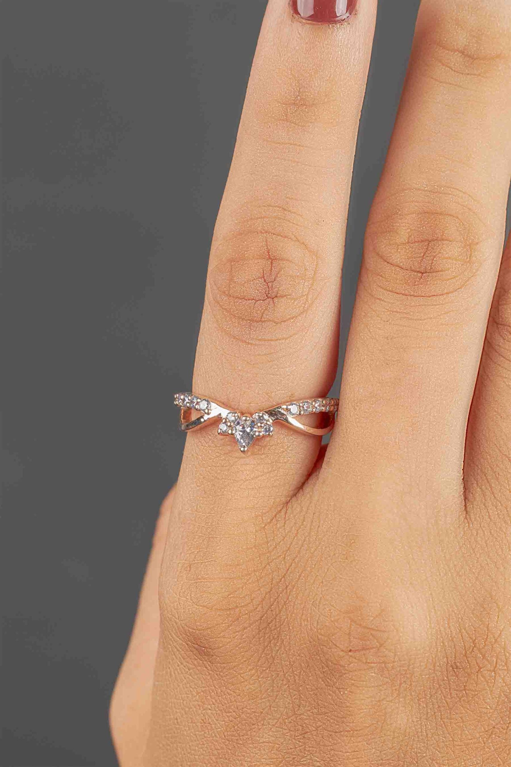 Fancy Ring Enhancer CZ Diamond Curved Wedding Band Stack