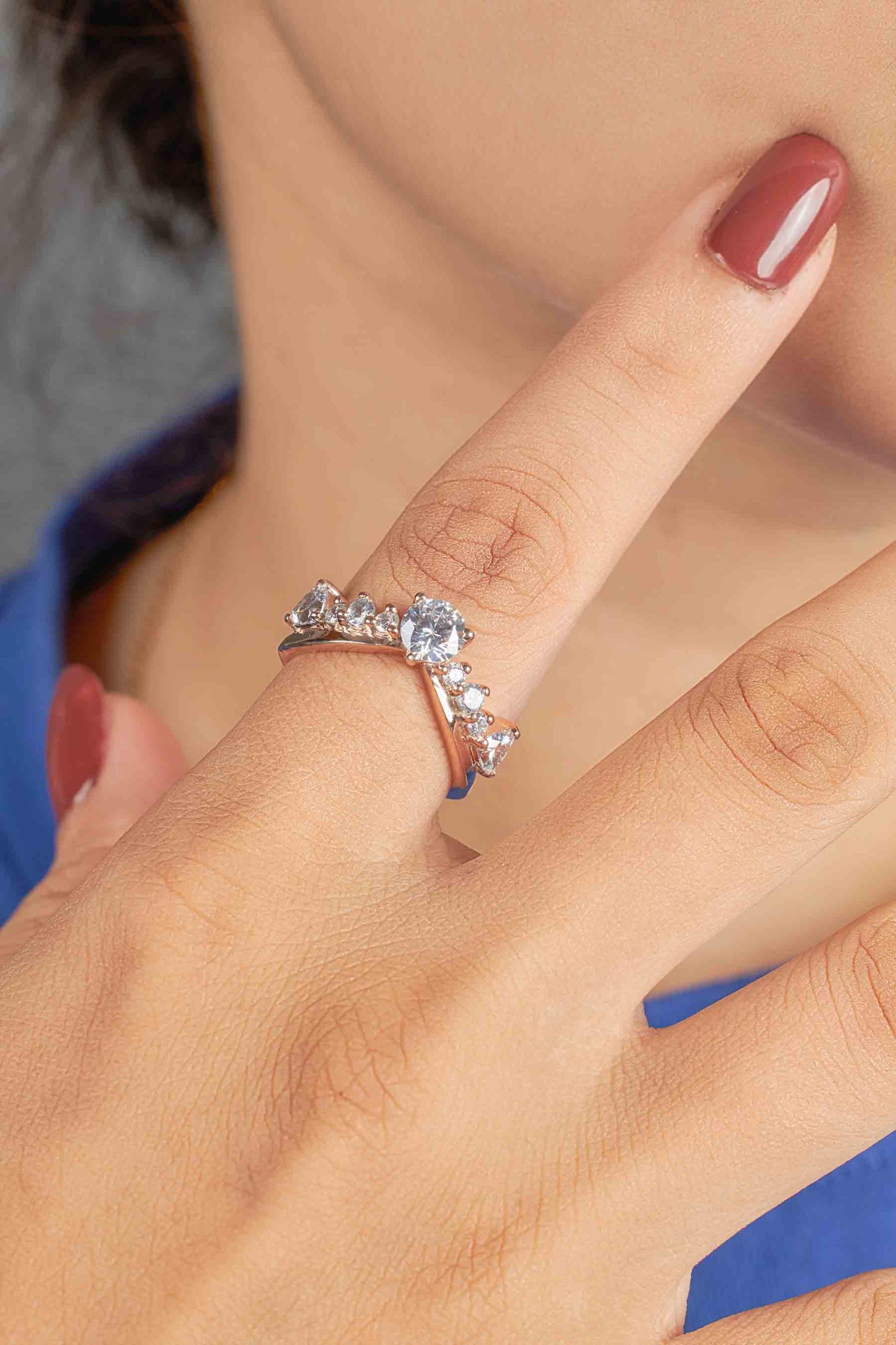 Diamond Ring Enhancer Curved Wedding Band Rose Gold White Gold Stacking