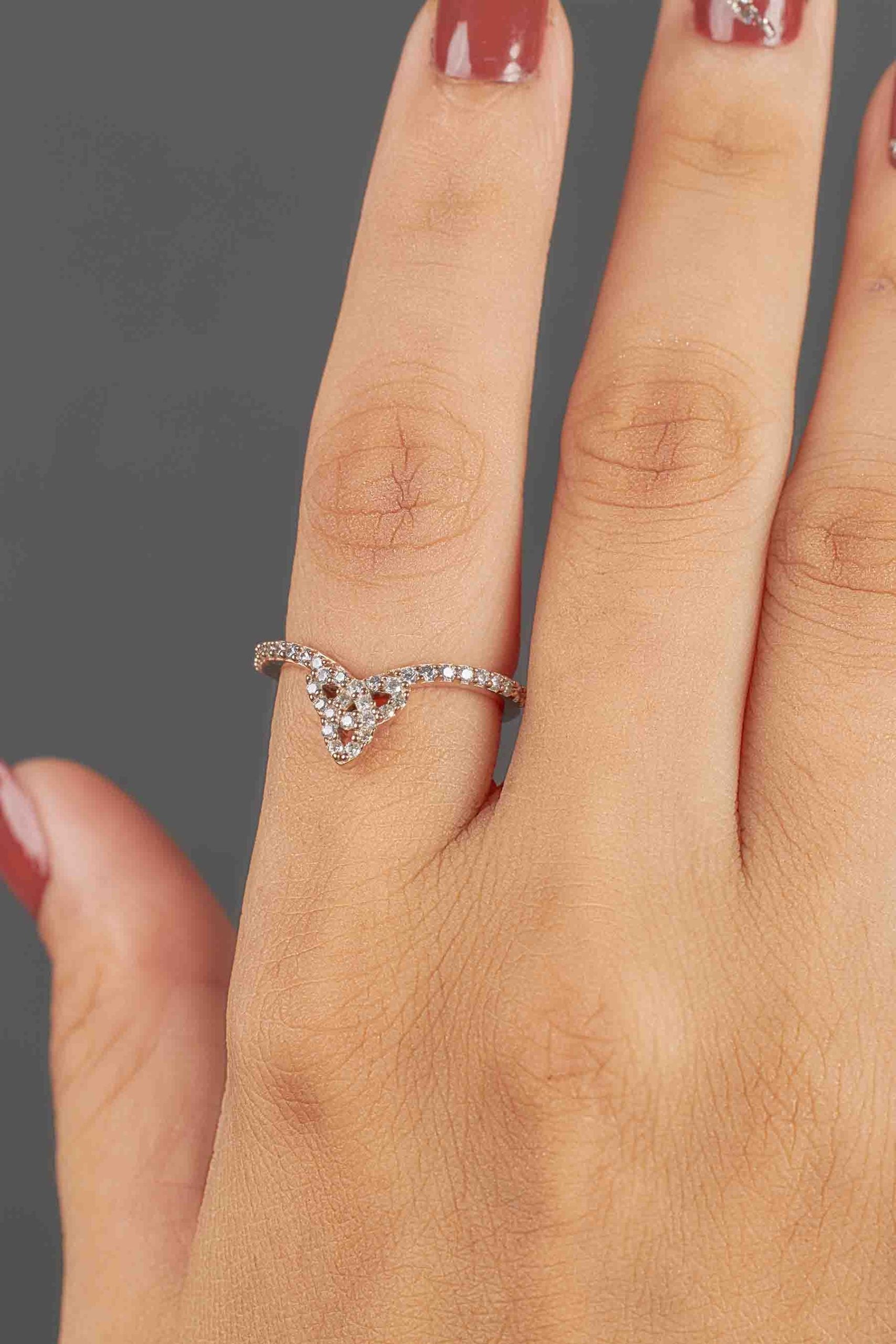 Celtic Trinity Ring Enhancer Moissanite Diamond Curved Wedding Band White Gold Rose Gold Stacking