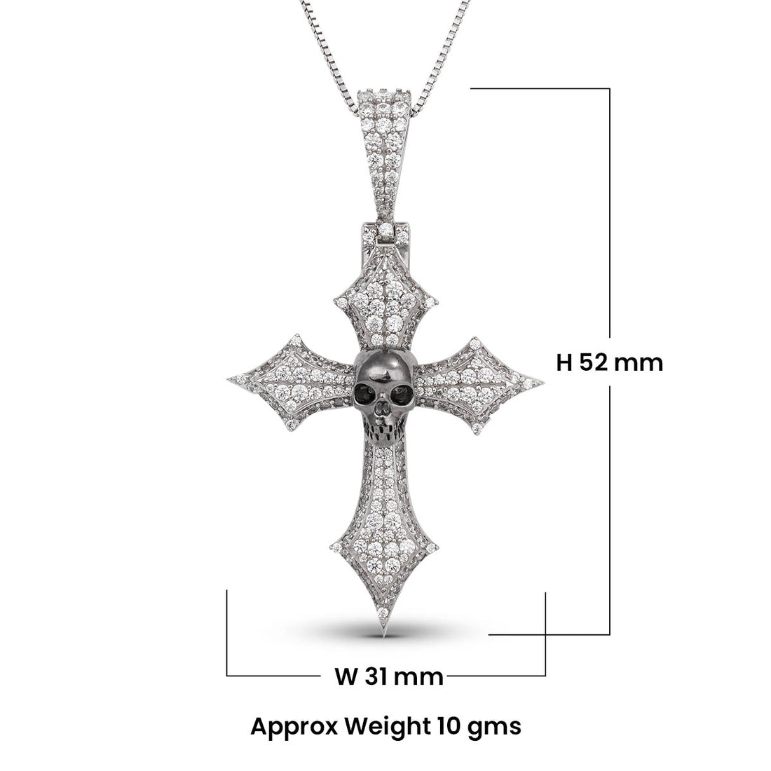 Moissanite Iced Out Skull Cross Pendant Necklace With Chain Gothic Halloween Jewelry Sterling Silver