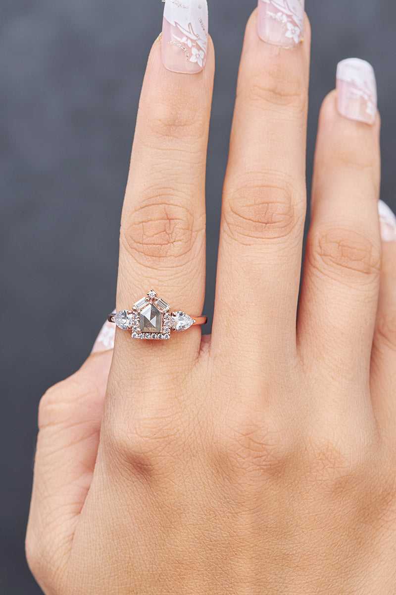Salt and Pepper Diamond Engagement Ring