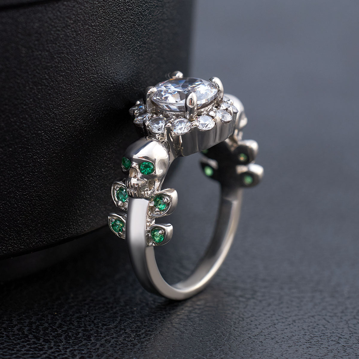Silver Skull Engagement Ring For Women