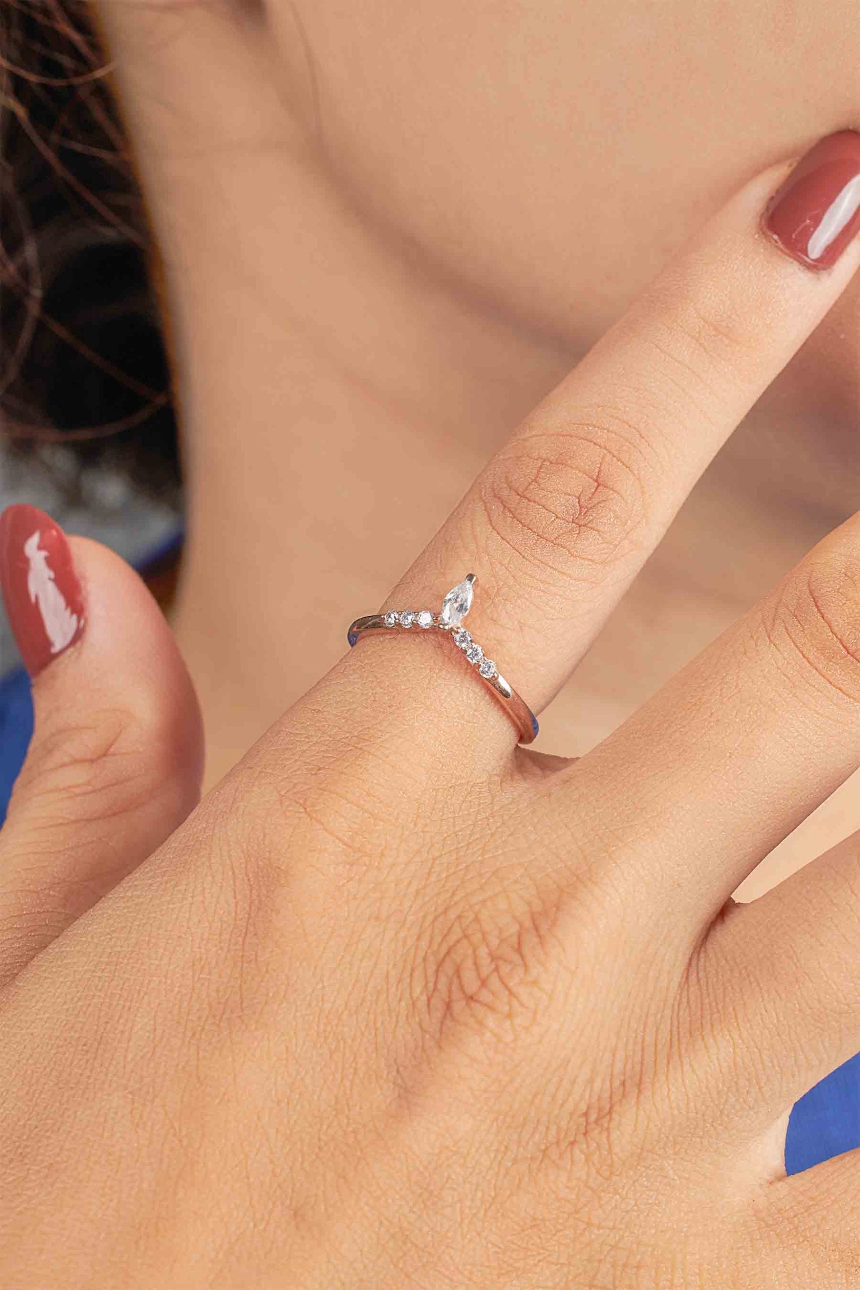 CZ Diamond Enhancer Ring Curved Wedding Band White Gold Rose Gold Moissanite