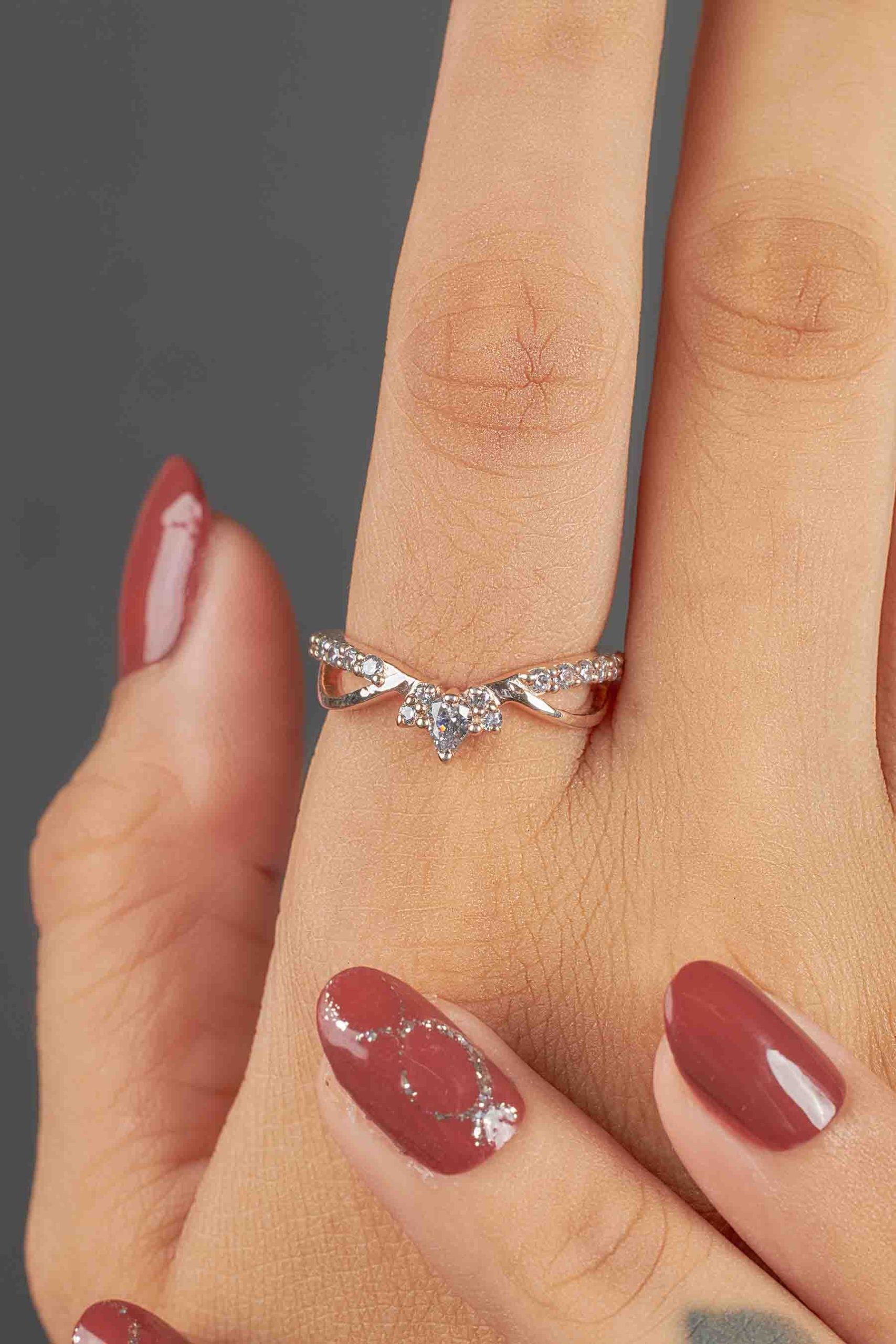 Fancy Ring Enhancer CZ Diamond Curved Wedding Band Stack