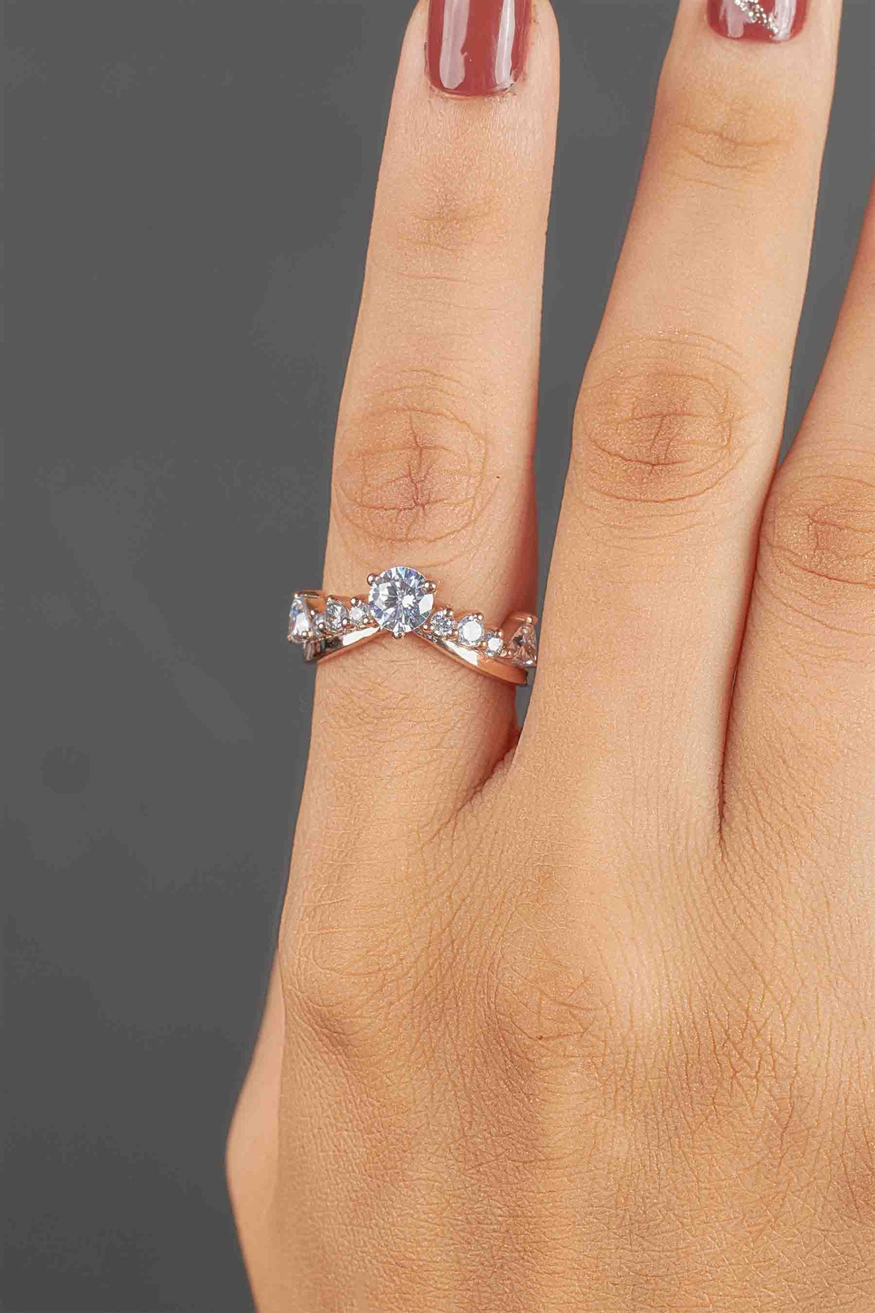 Diamond Ring Enhancer Curved Wedding Band Rose Gold White Gold Stacking