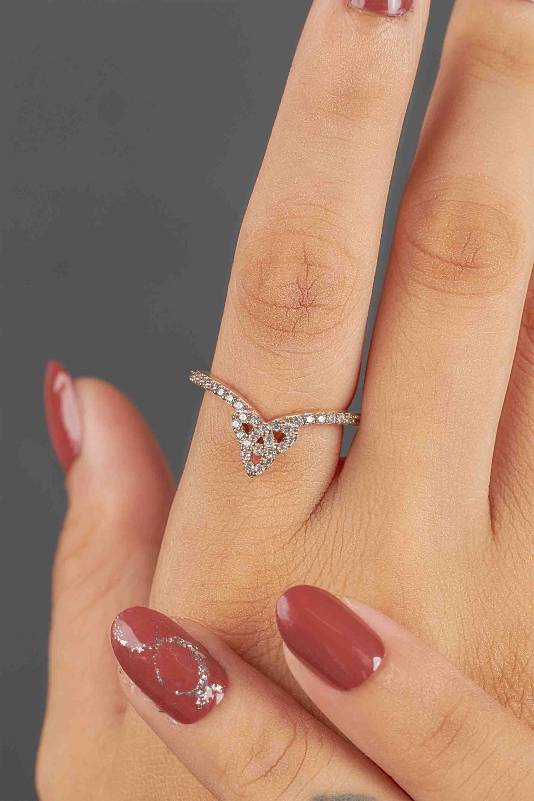 Celtic Trinity Ring Enhancer Moissanite Diamond Curved Wedding Band White Gold Rose Gold Stacking