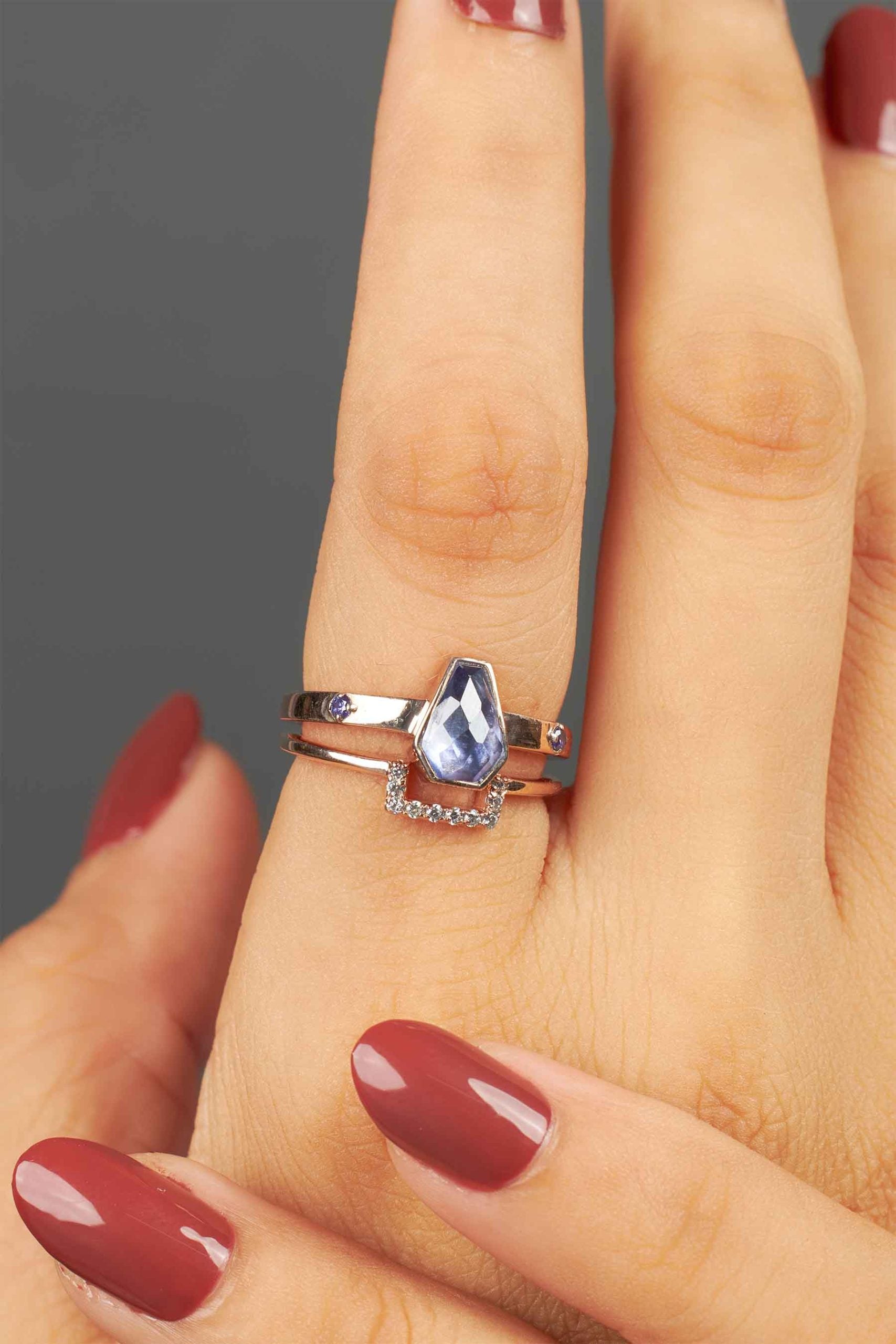 Coffin Bridal Ring Set Memento Mori Inspired Jewelry Rose Gold