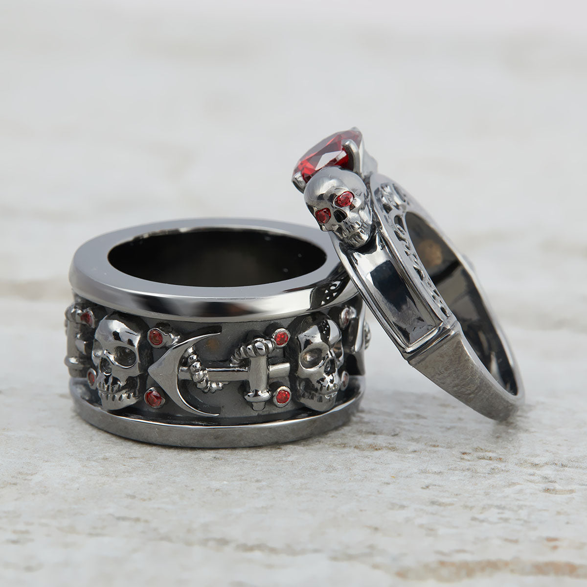 Matching Skull Engagement Rings