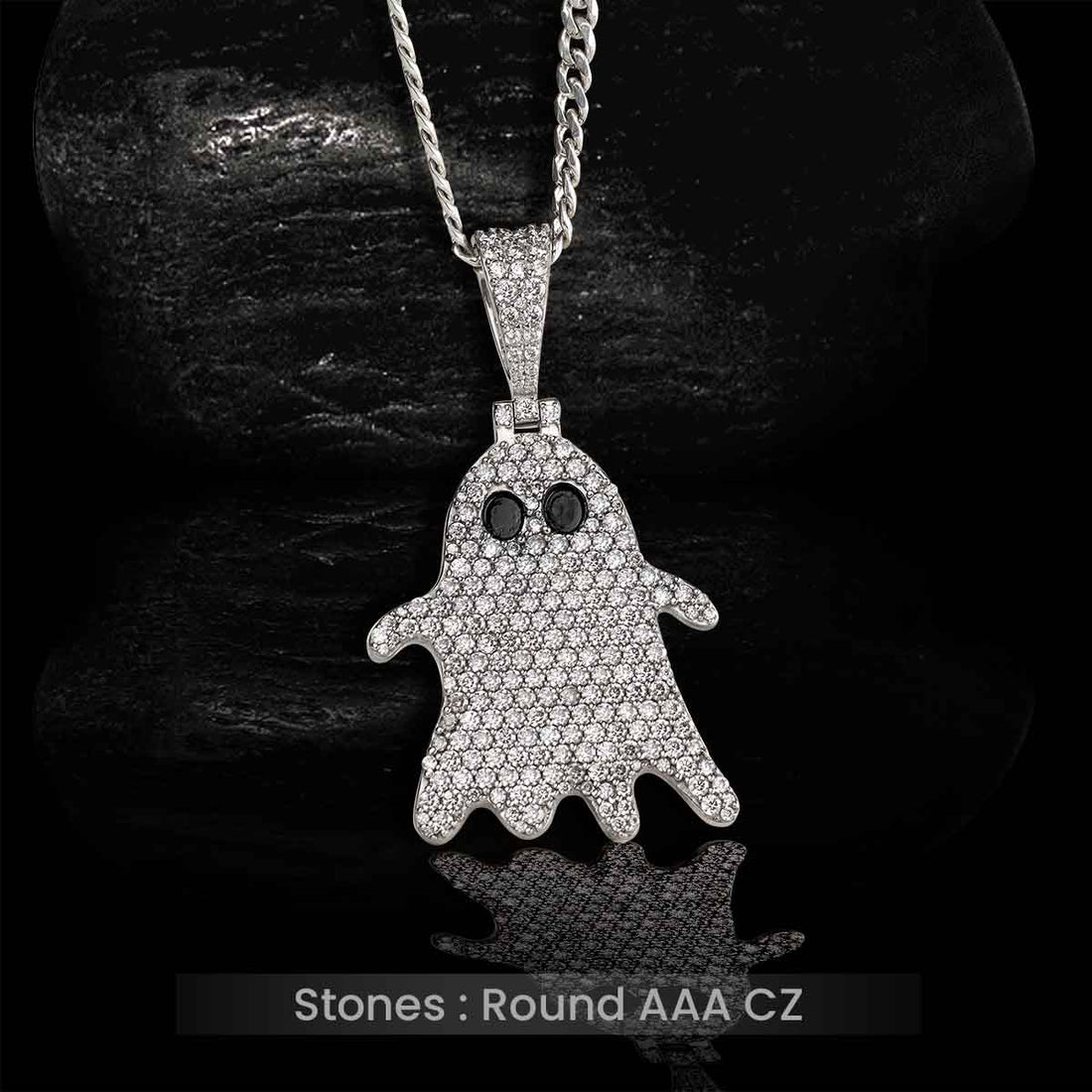 Icedout Ghost Pendant Necklace Locket With Chain Ghost Jewelry Gothic Hip Hop