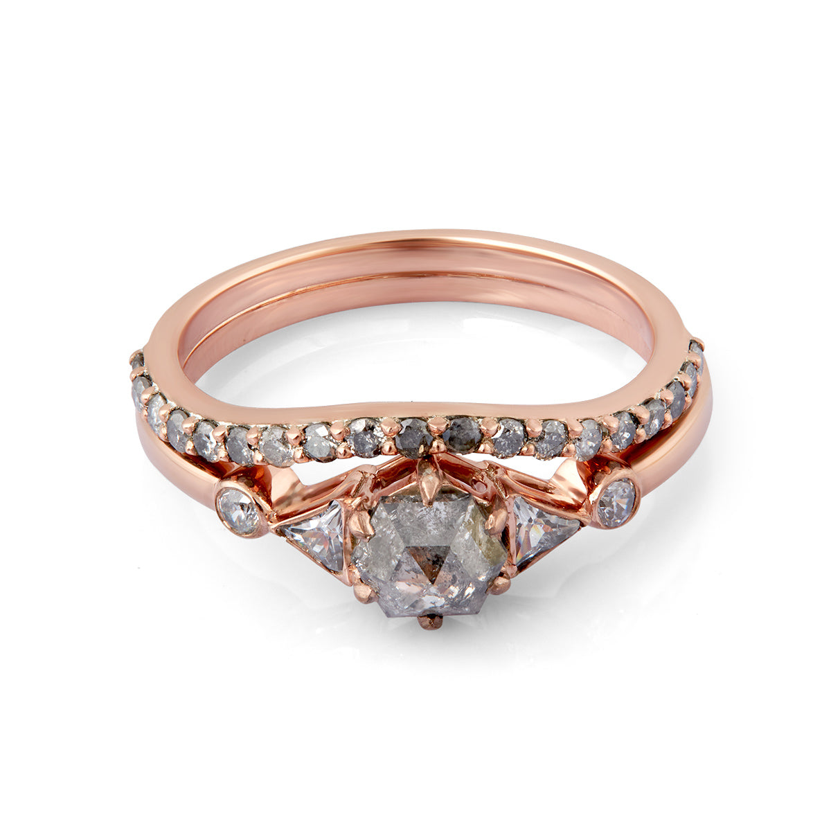 Natural Salt and Pepper Diamond Engagement Rings