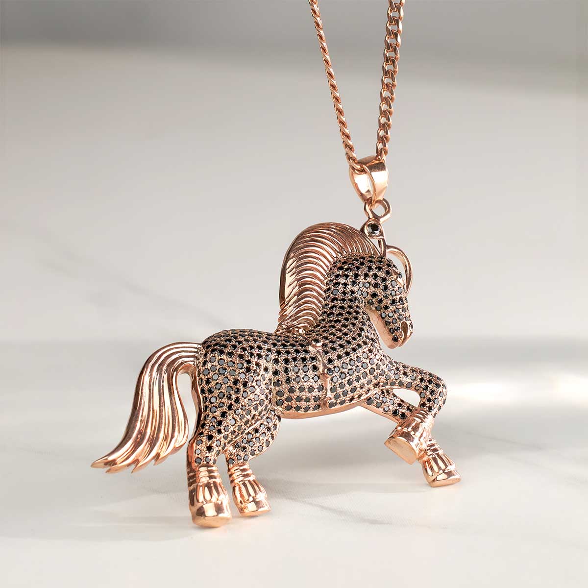 Iced Out Horse Pendant Necklace Animal Jewelry Moissanite Sterling Silver