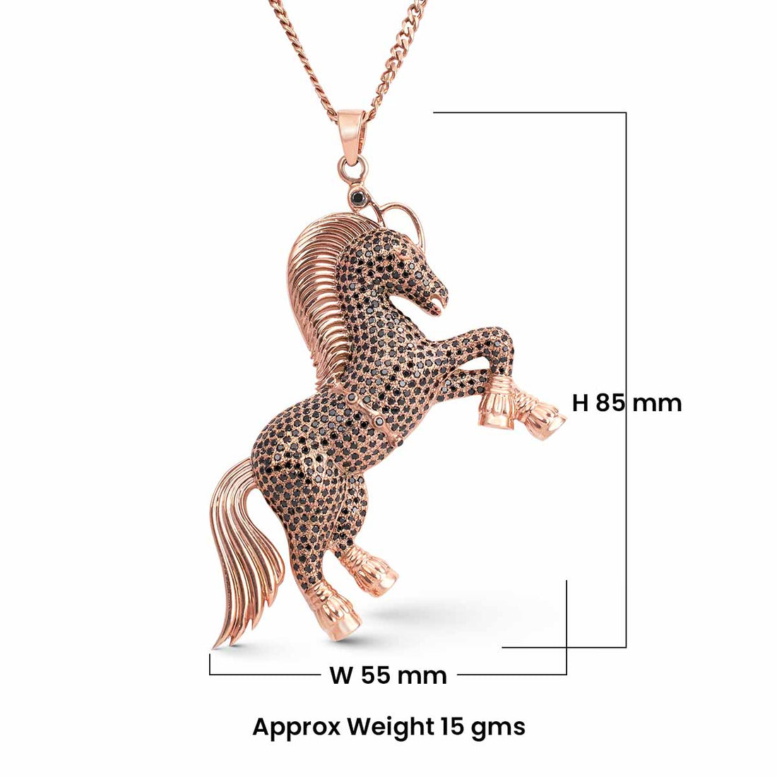 Iced Out Horse Pendant Necklace With Chain Animal Jewelry Moissanite Sterling Silver