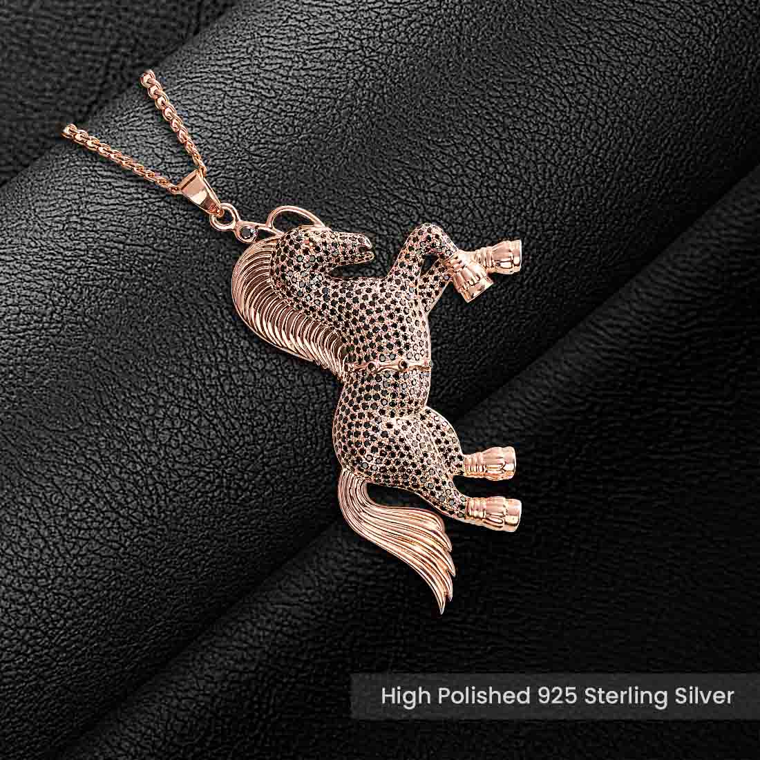Hip Hop Horse Pendant Necklace With Chain Animal Jewelry