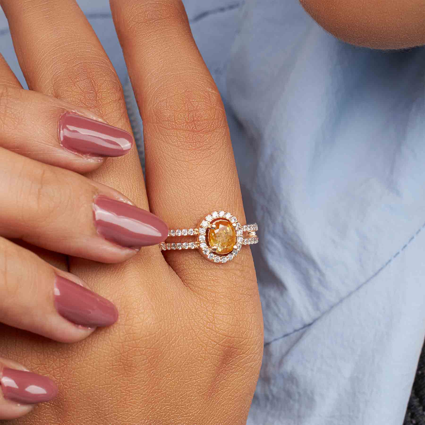 Oval Cut Fancy Orange Natural Rustic Diamond Engagement Ring