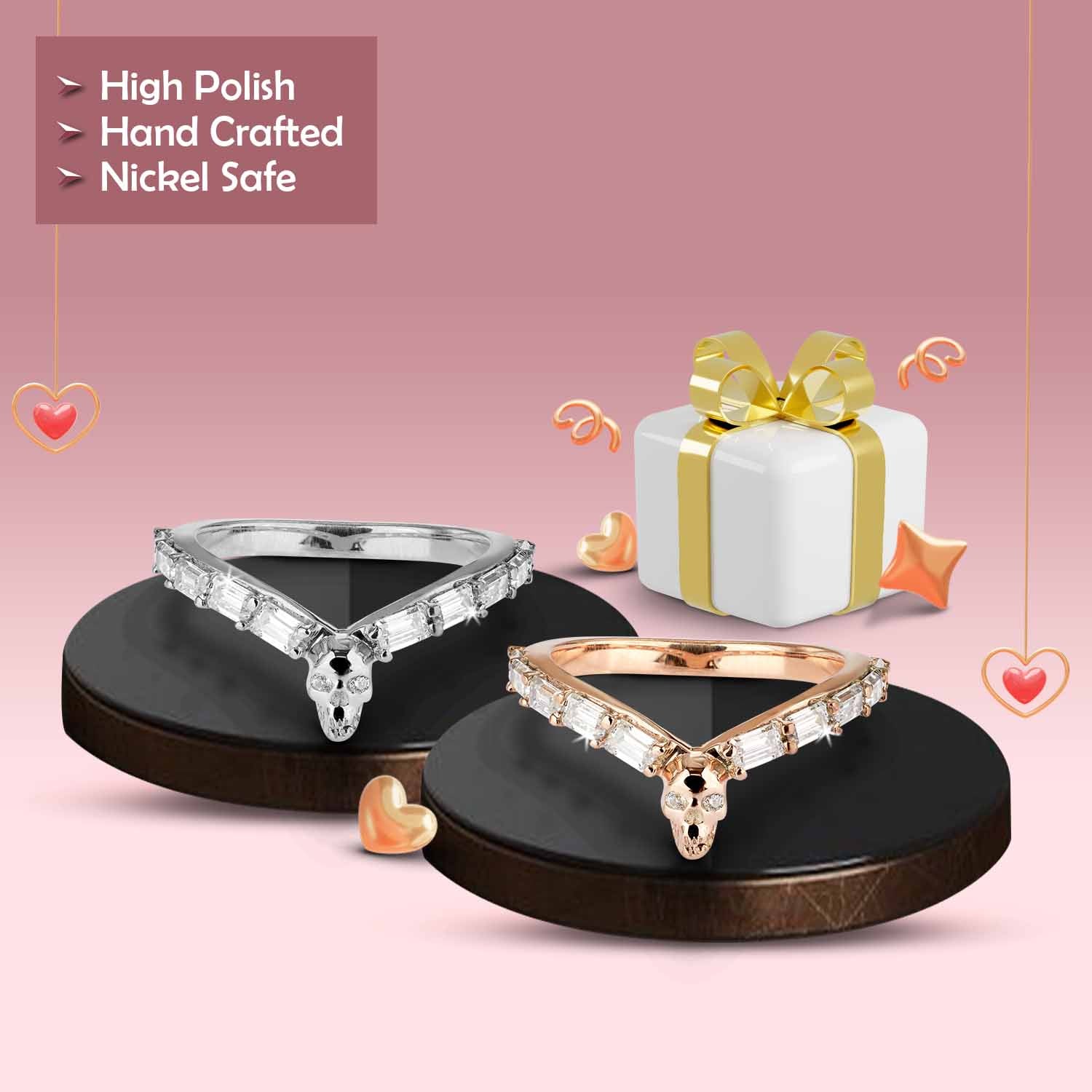 Moissanite Skull Enhancer Wedding Band For Women Gothic Engagement Ring