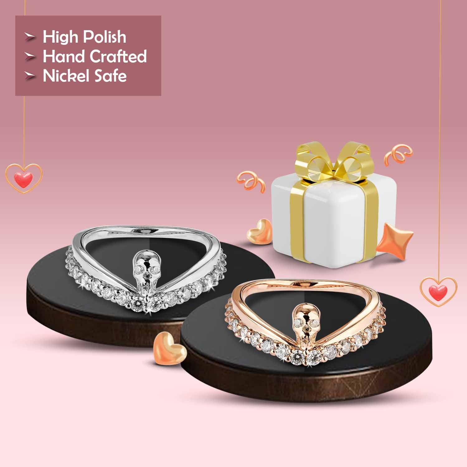 Moissanite Skull Promise Ring Sterling Silver Gothic Wedding Ring Halloween