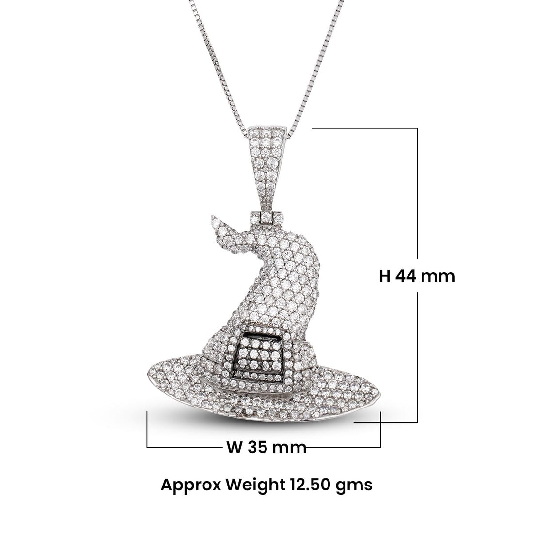 Iced Out Witch Hat Pendant Necklace With Chain Halloween Gothic Hip Hop Jewelry