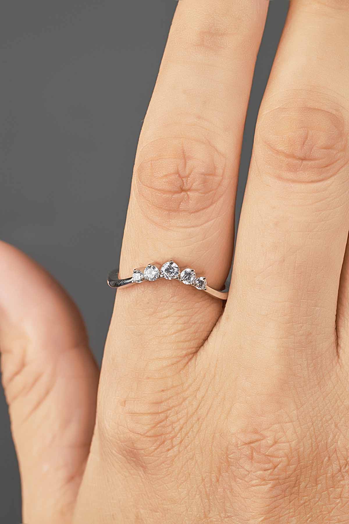 Diamond Ring Enhancer Curved Wedding Band Silver Rose Gold