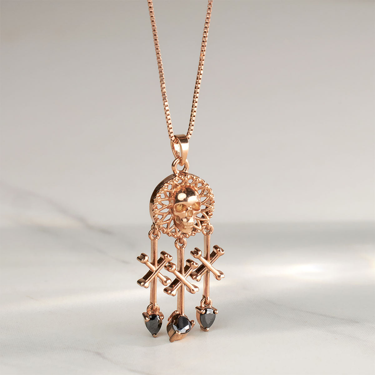 Skull Dreamcatcher Pendant Necklace With chain Protection Pendant Crossbones Charm