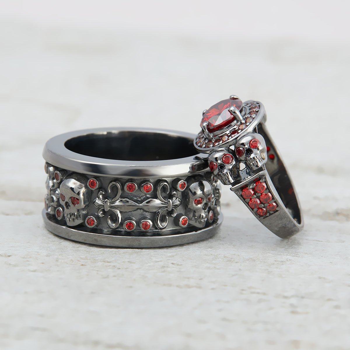 Garnet Skull Engagement Rings