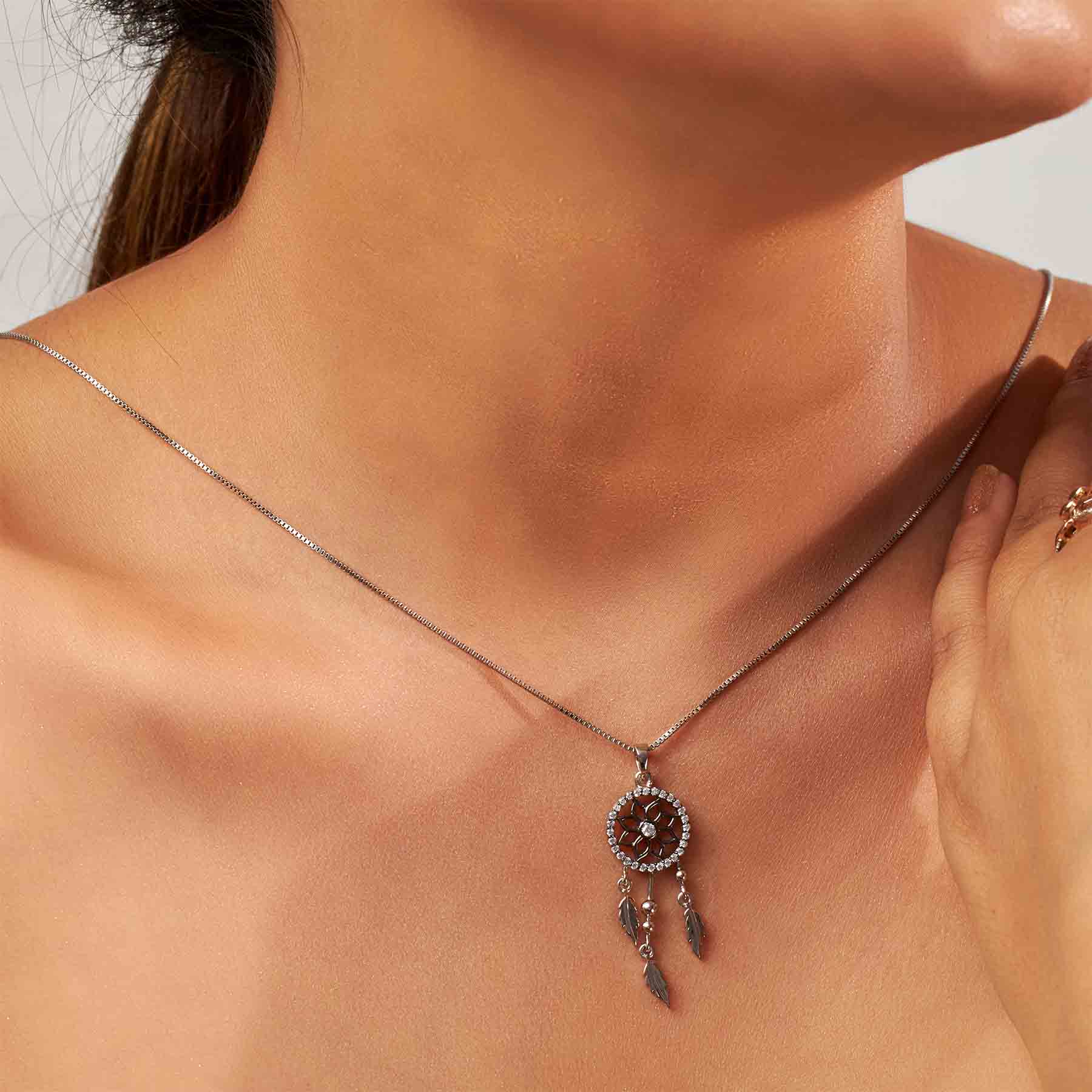 Dream Catcher Pendant Necklace With Chain Protection pendant Feather Charm Pendant