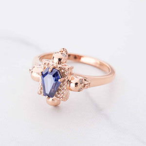 Skull Coffin Ring for Women Rose Gold Gothic Engagement Rings
