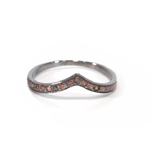 Gothic Wedding Band Enhancer Red Garnet AAA CZ Gemstone 925 Sterling Silver Gun Metal Finish