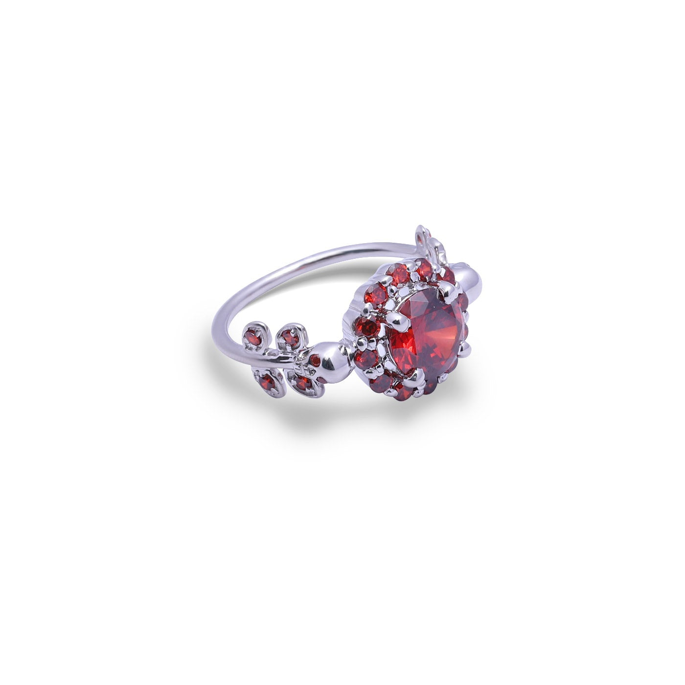 HALO GARNET SKULL PROMISE RING
