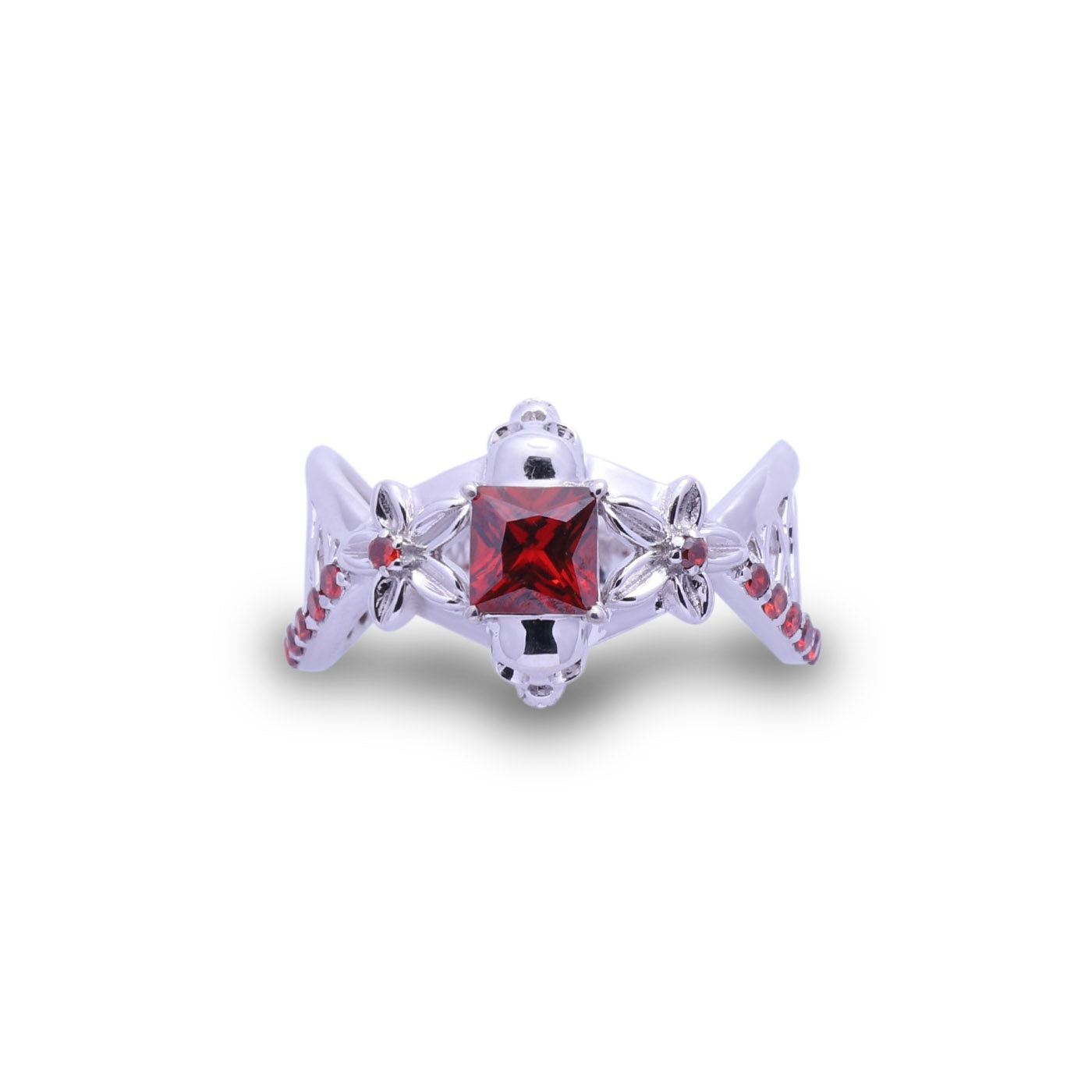 Mesh Flower Skull Engagement Ring