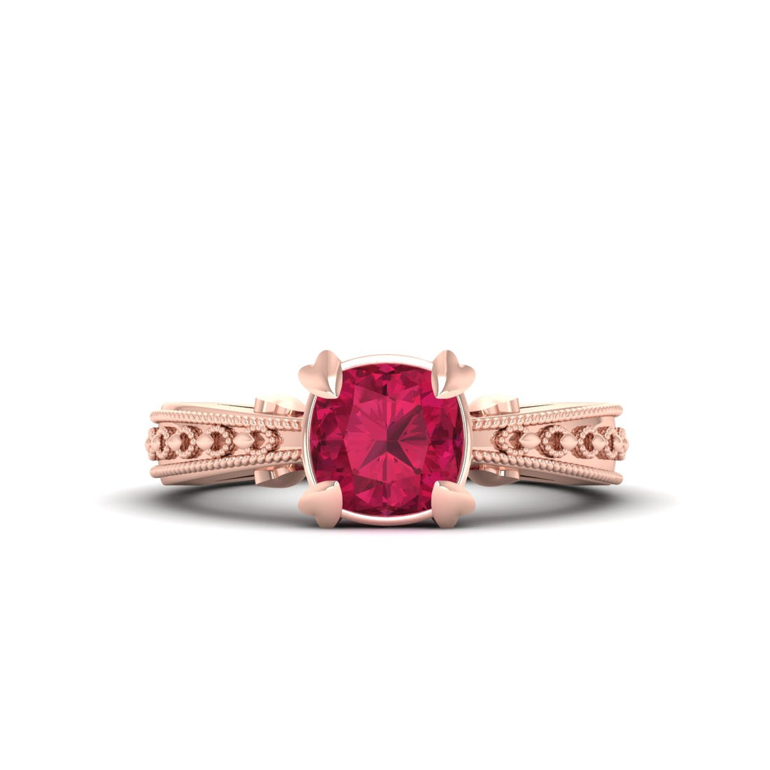 CUSHION CUT 2 CARAT SOLITAIRE RUBY ENGAGEMENT RING