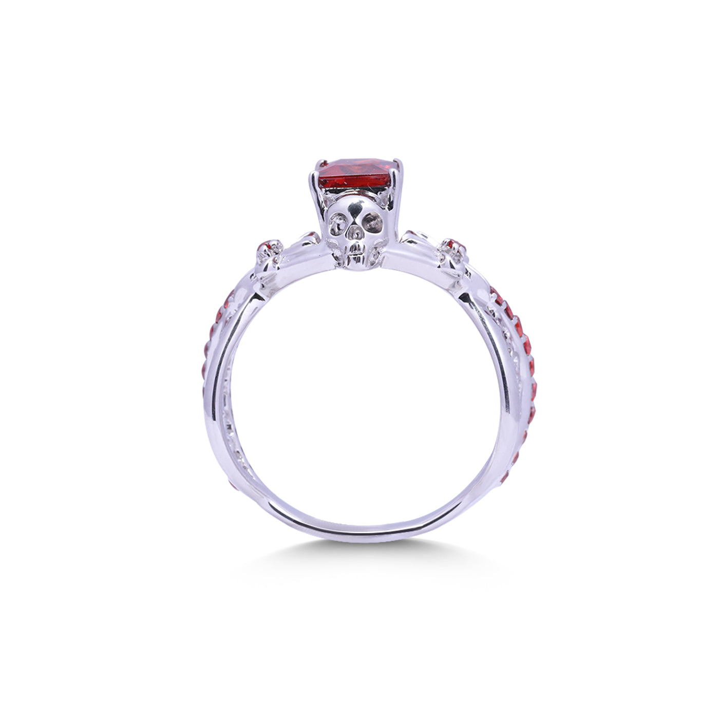 Mesh Flower Skull Engagement Ring