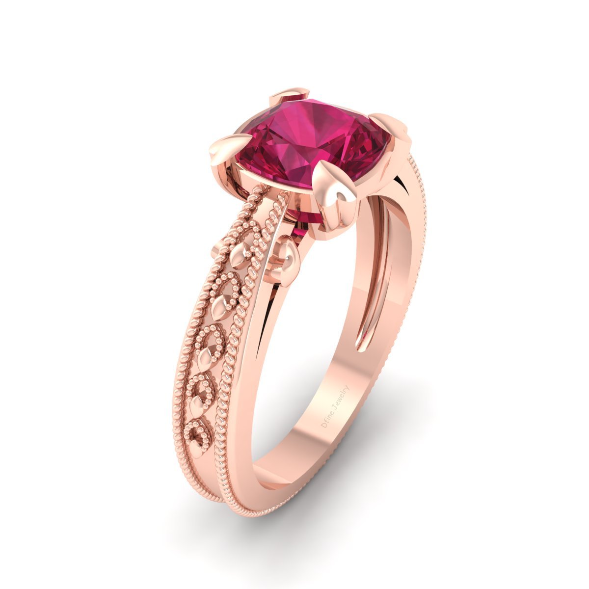 CUSHION CUT 2 CARAT SOLITAIRE RUBY ENGAGEMENT RING