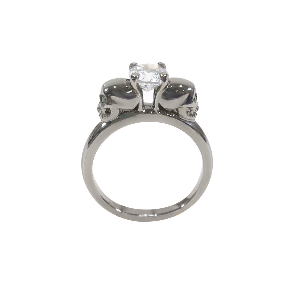 Solitaire Diamond Skull Ring