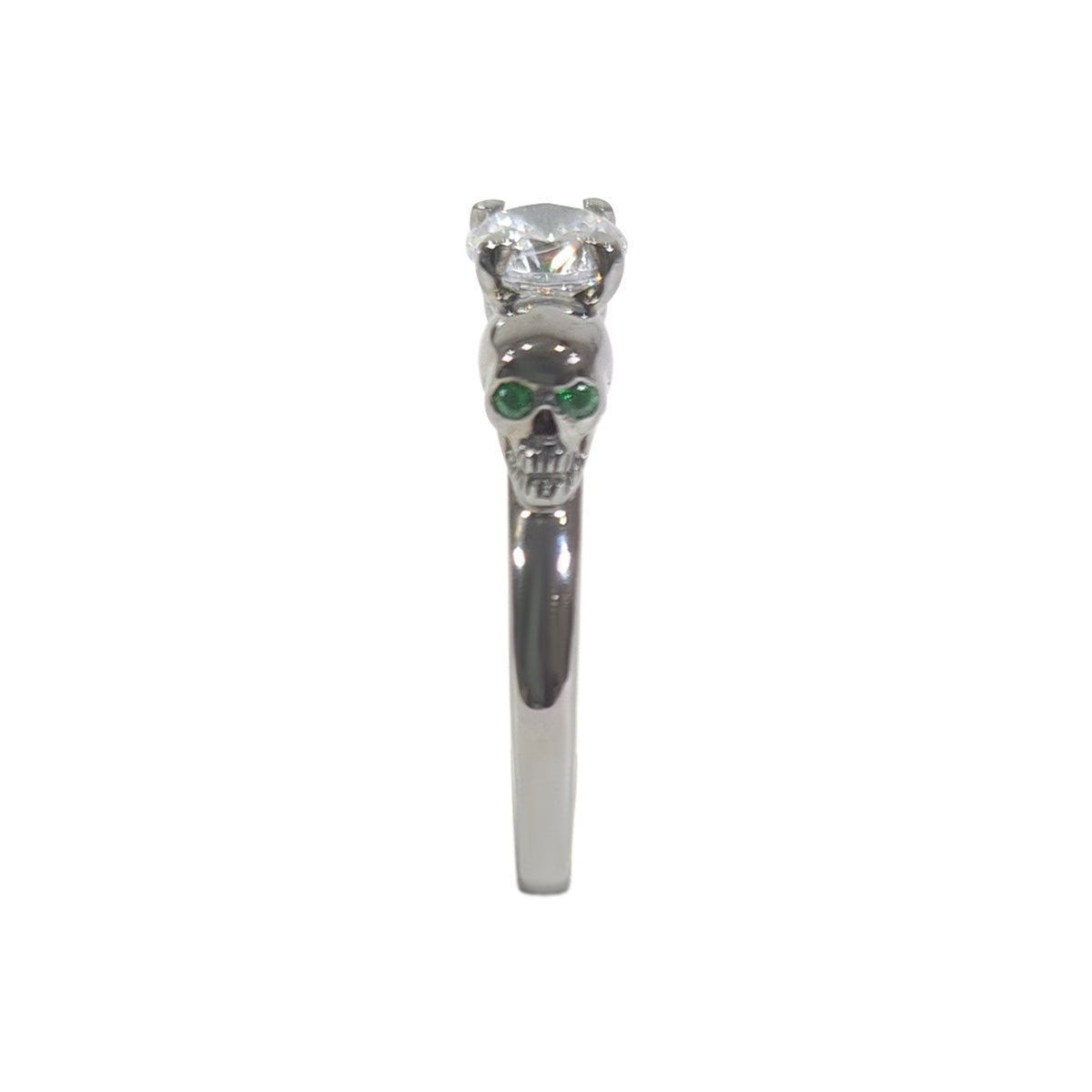 Solitaire Diamond Skull Ring