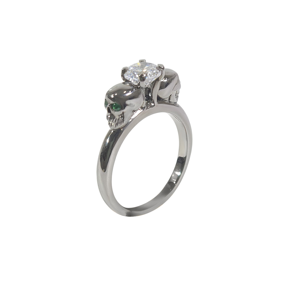 Solitaire Diamond Skull Ring