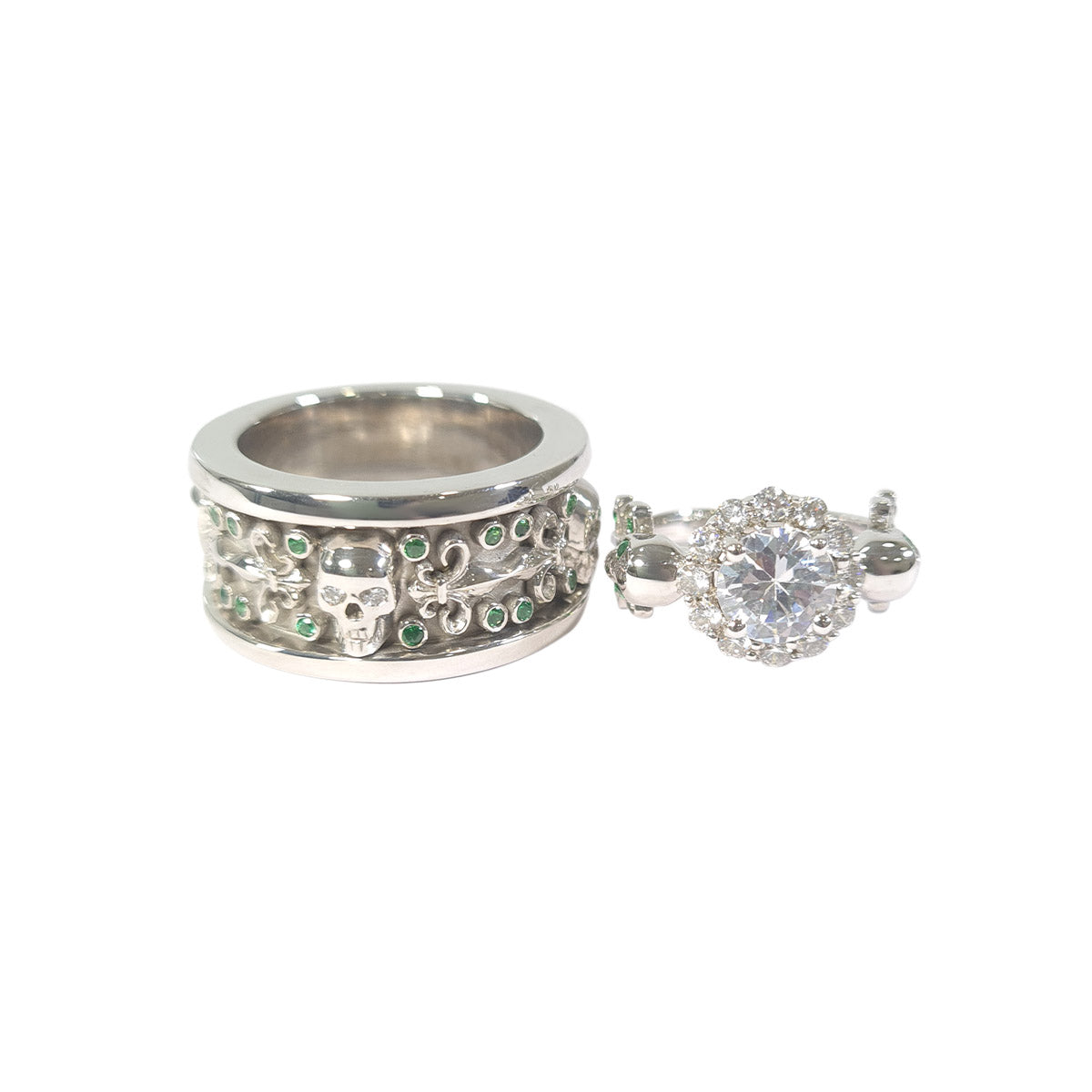 Diamond Skull Ring Set