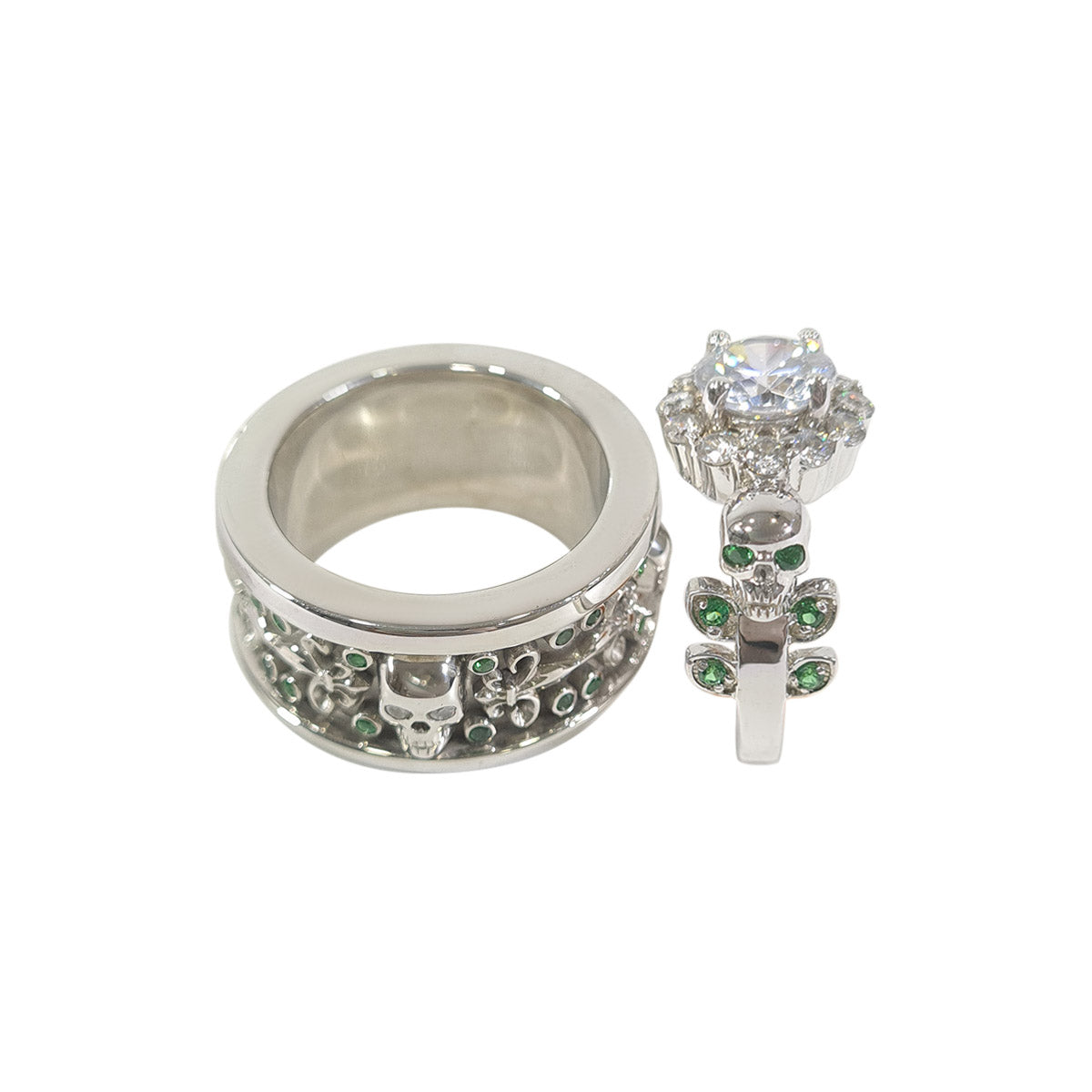 Diamond Skull Ring Set