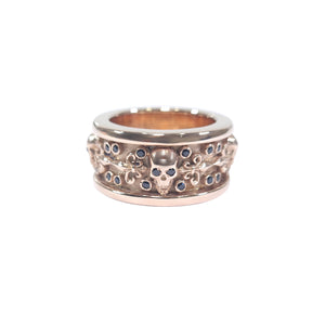 Skull Engagement Band Mens French Flower Gothic Biker Skull Band