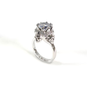 1.45TCW Diamond Skull Wedding Ring For Women Sterling Silver