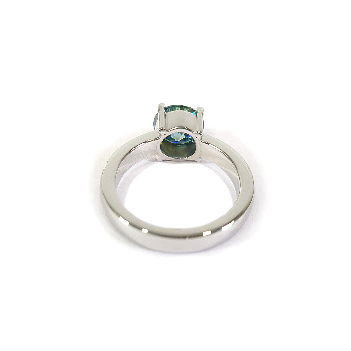 Blue-Green Moissanite Engagement Ring