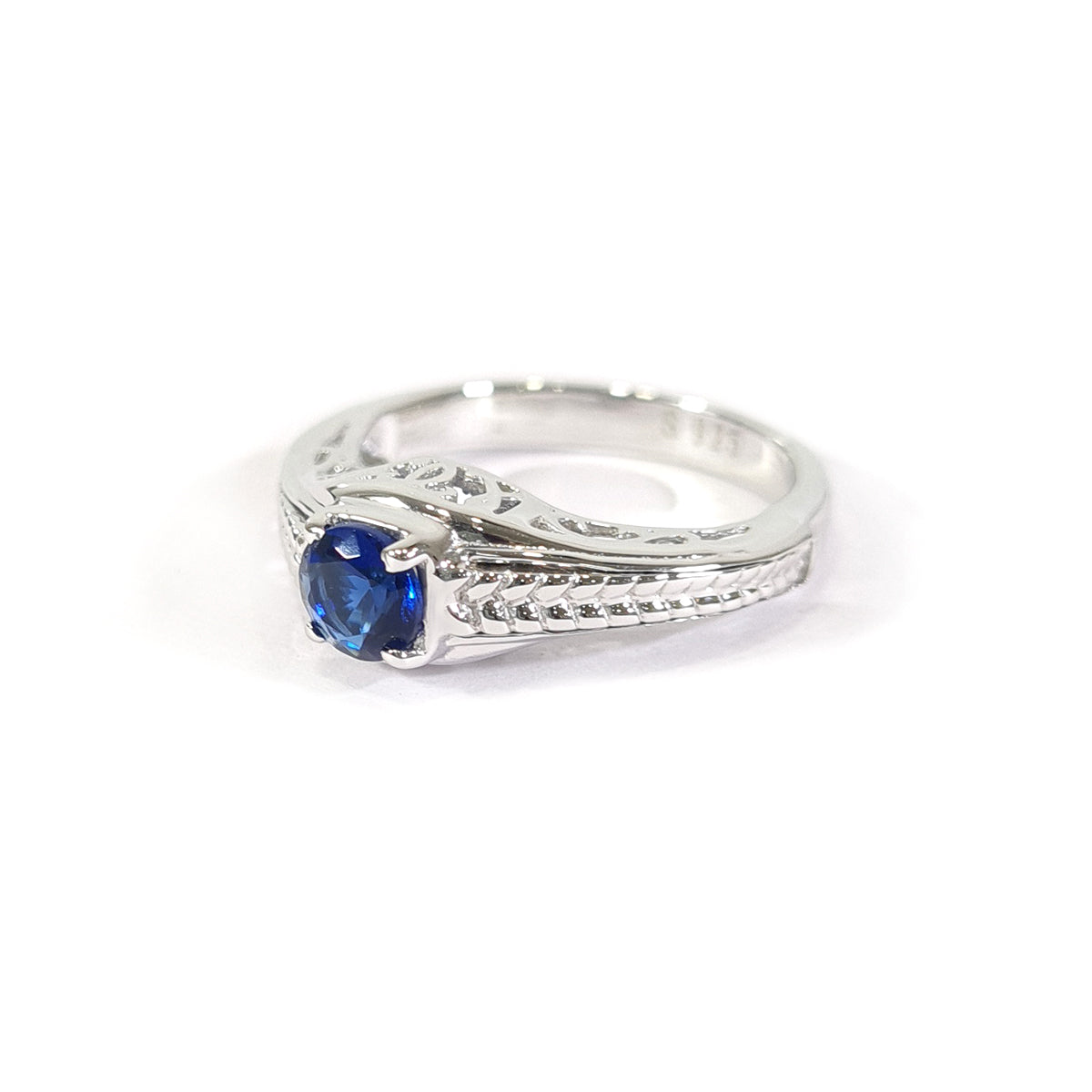 Sapphire Filigree Engagement Ring
