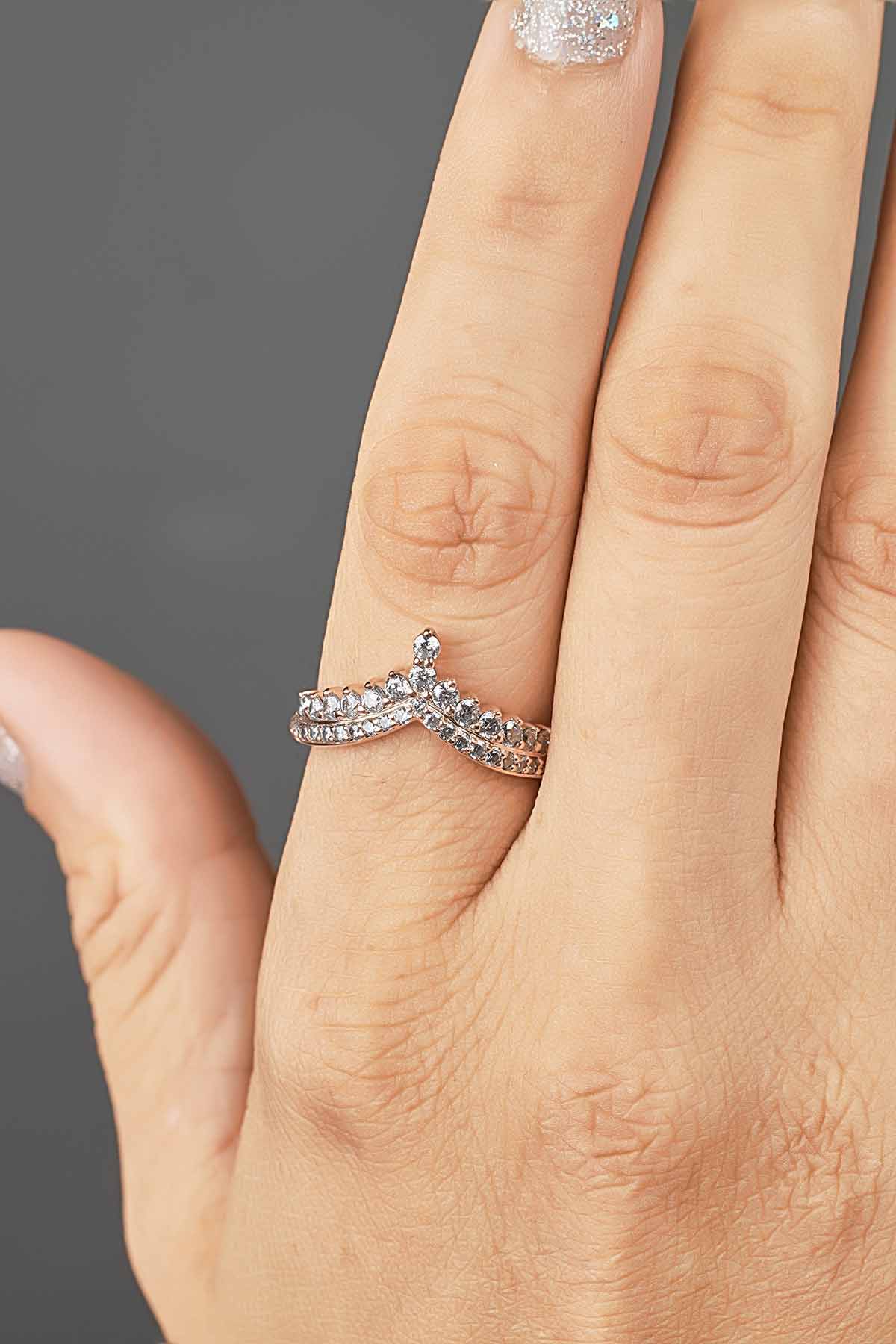 Art Deco Ring Enhancer Guard Moissanite Wedding Band Chevron